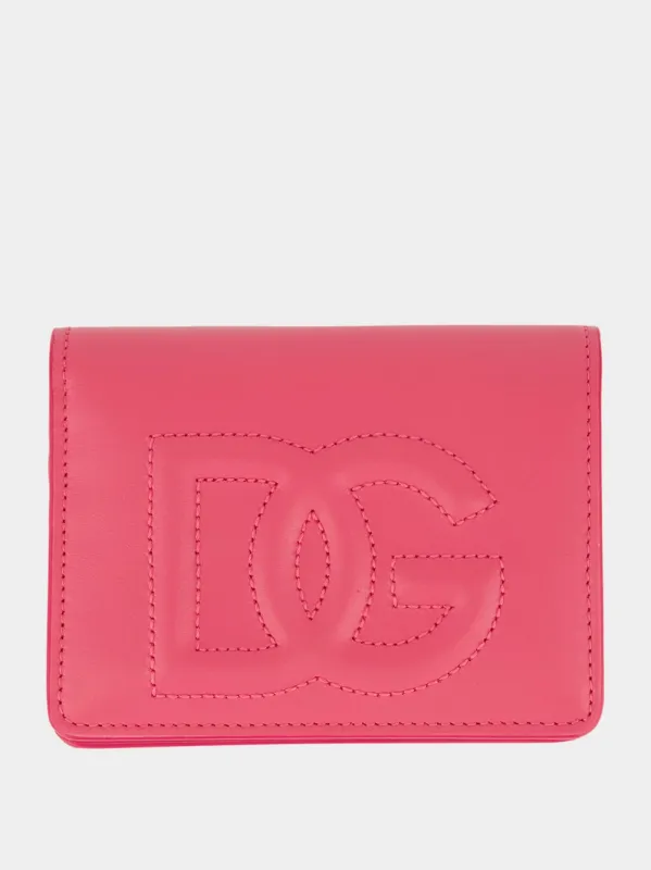Pink Calfskin DG Logo Compact Wallet sold by Fashion Clinic
