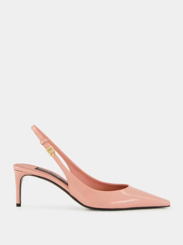 Pink Polished Calfskin Slingbacks made by Dolce & Gabanna