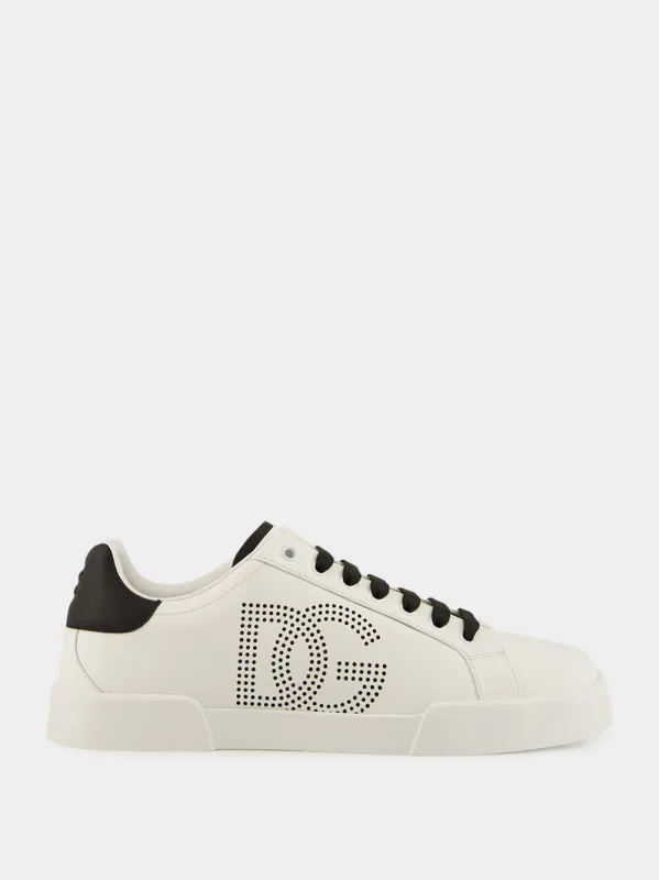 White Calfskin Portofino Sneakers sold by Fashion Clinic