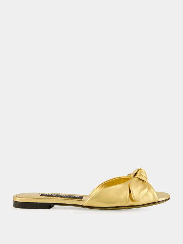 Gold Mordoré Nappa Leather Slides sold by Fashion Clinic