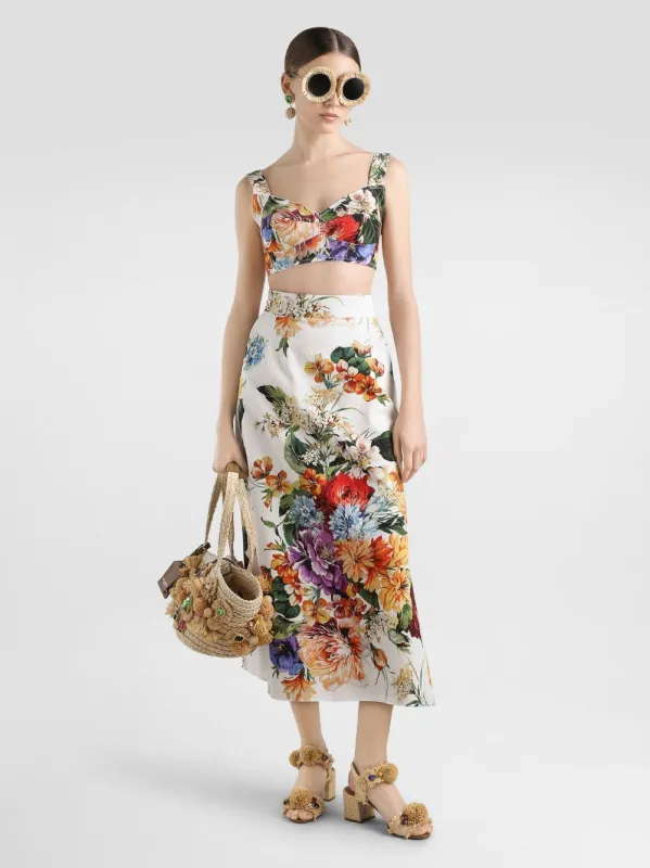 Floral Bouquet-Print Bustier Top sold by Fashion Clinic