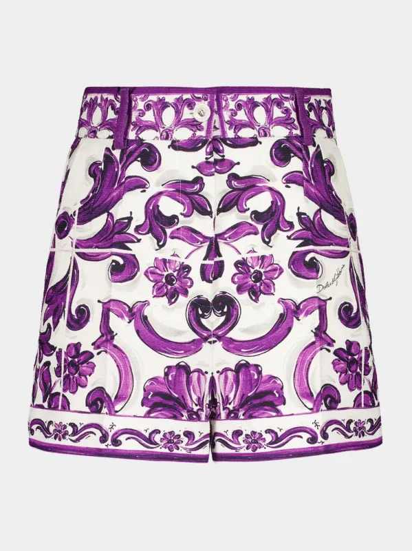 Majolica-Print Relaxed Fit Cotton Shorts sold by Fashion Clinic