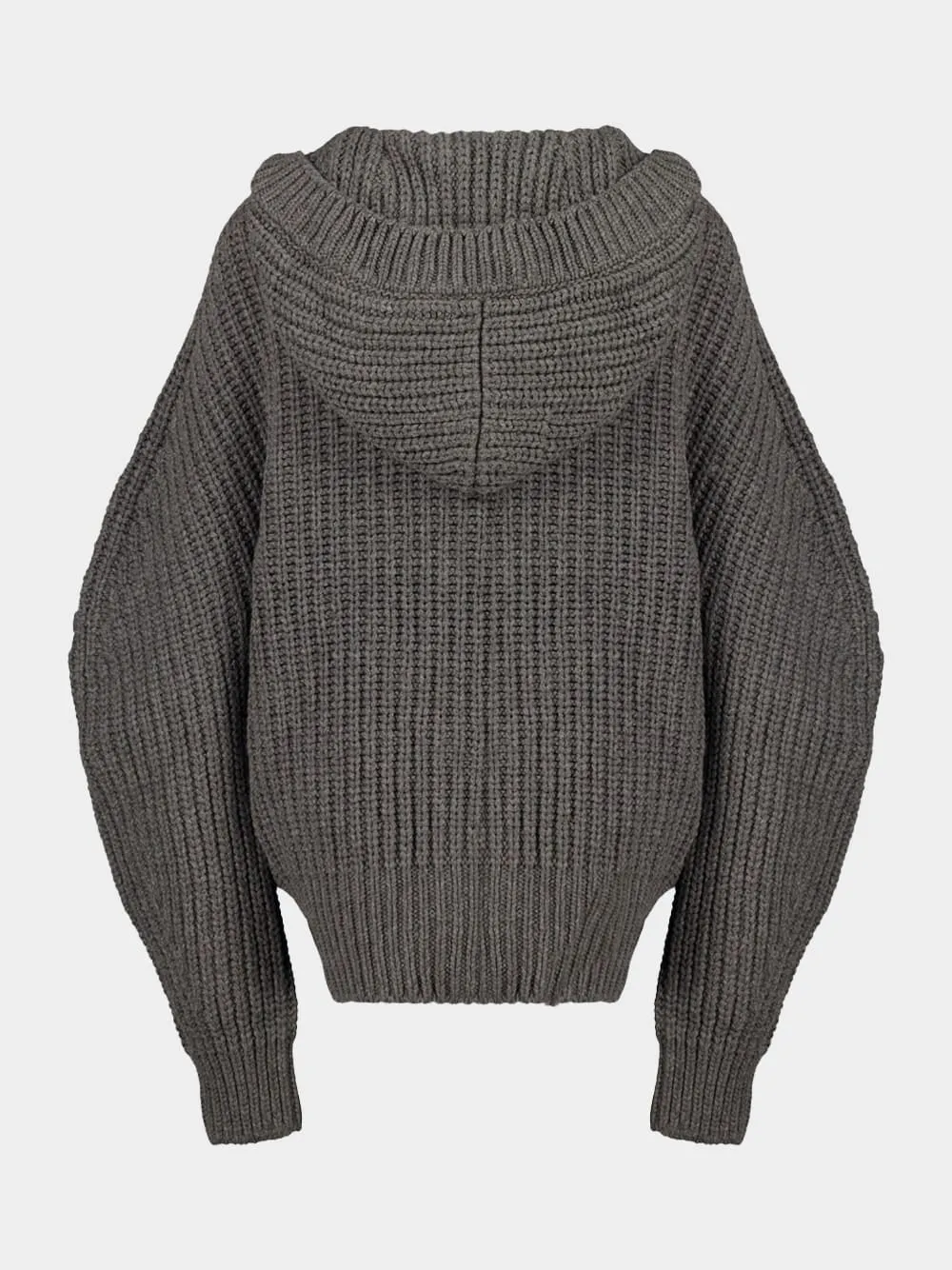 Dark Grey Melange Chunky Ribbed Hooded Cardigan sold by Fashion Clinic product image thumbnail 3
