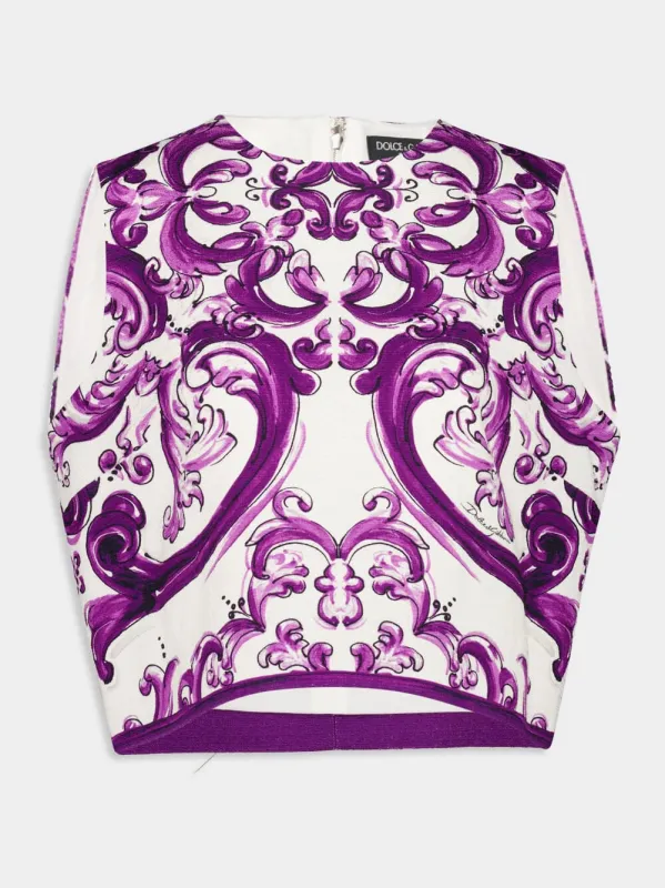 Majolica-Print Sleeveless Mat Top sold by Fashion Clinic