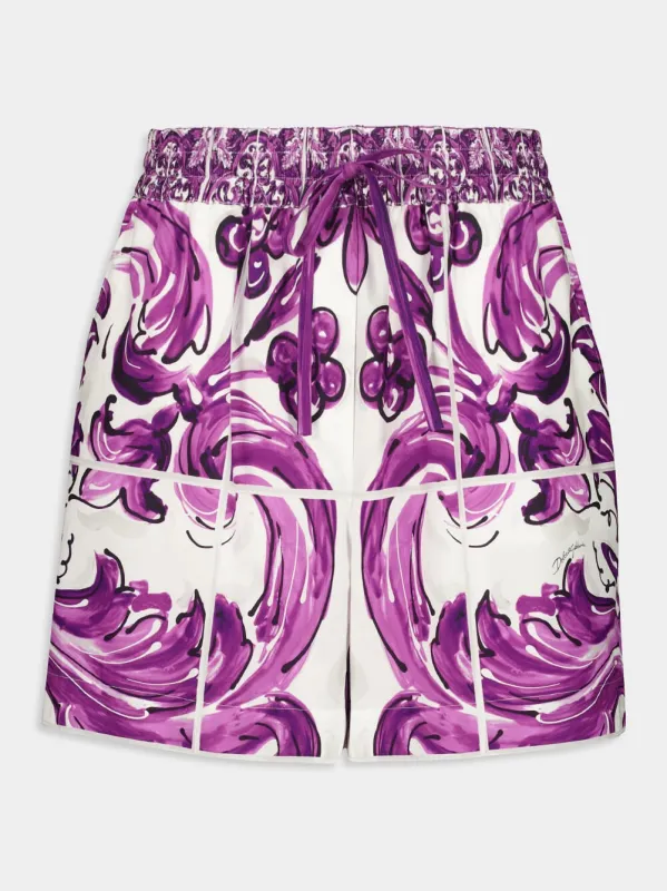 Majolica-Print Cotton Poplin Shorts sold by Fashion Clinic