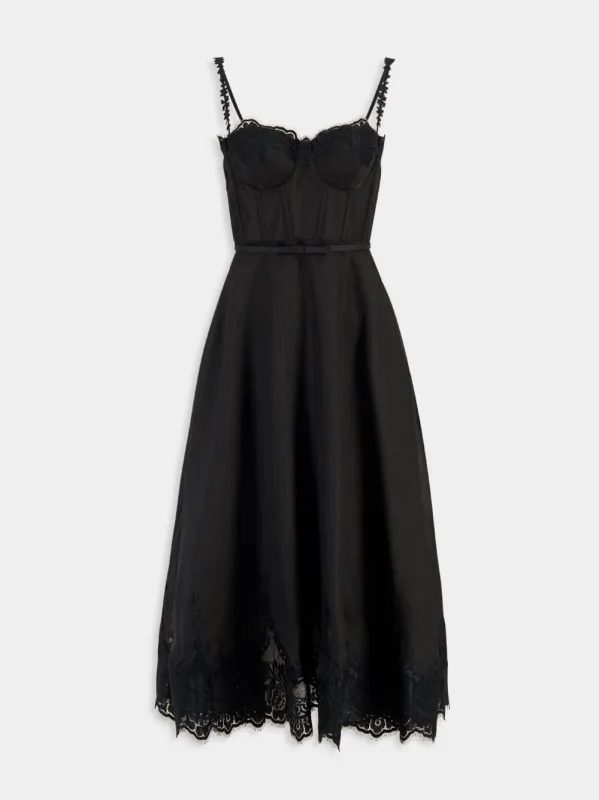Black Hypnotic Lace Trim Gown sold by Fashion Clinic