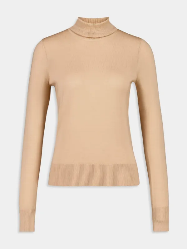 Biscuit Cashmere Turtleneck Sweater sold by Fashion Clinic