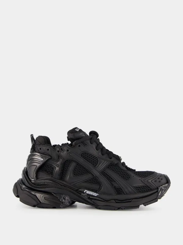 Black Runner Lace-Up Sneakers sold by Fashion Clinic