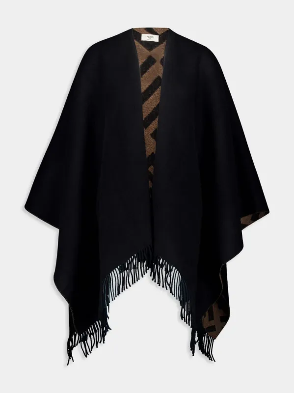 Brown and Black FF Reversible Poncho sold by Fashion Clinic