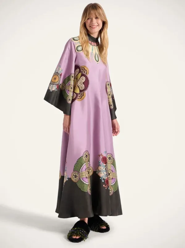 Dusty Pink Magnifico Silk Maxi Dress sold by Fashion Clinic