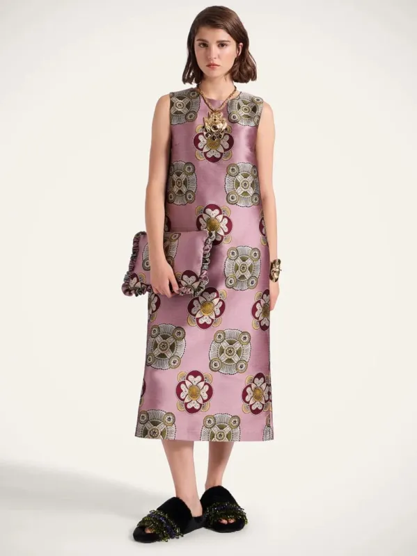 Dusty Pink Nucleus Jacquard Column Dress made by LA DoubleJ