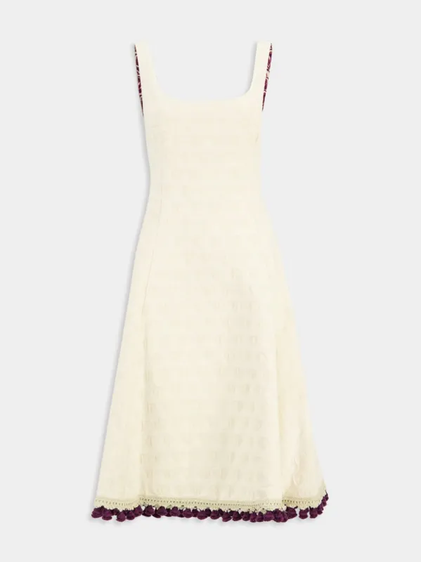 Creamy Jacquard Sophia Midi Dress sold by Fashion Clinic