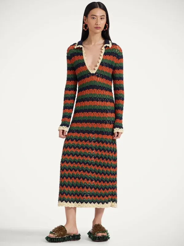 Multicolour Perry Crochet Knit Midi Dress sold by Fashion Clinic