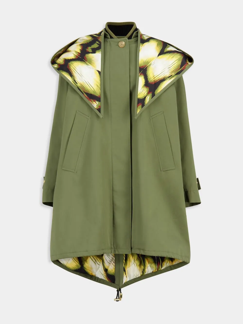 Solid Green Buttoned Parka in Windsor Cotton sold by Fashion Clinic