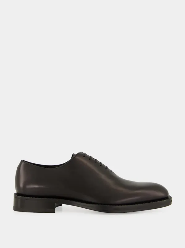 Black Amber Leather Derby Shoes sold by Fashion Clinic