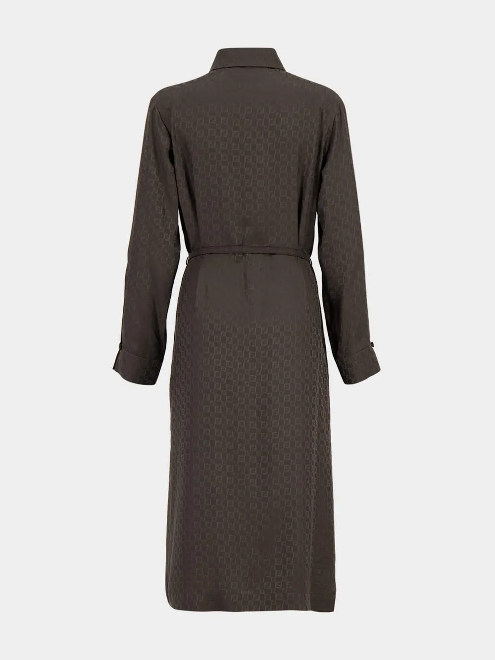 Brown FF Jacquard Silk Midi Shirt Dress sold by Fashion Clinic product image thumbnail 3