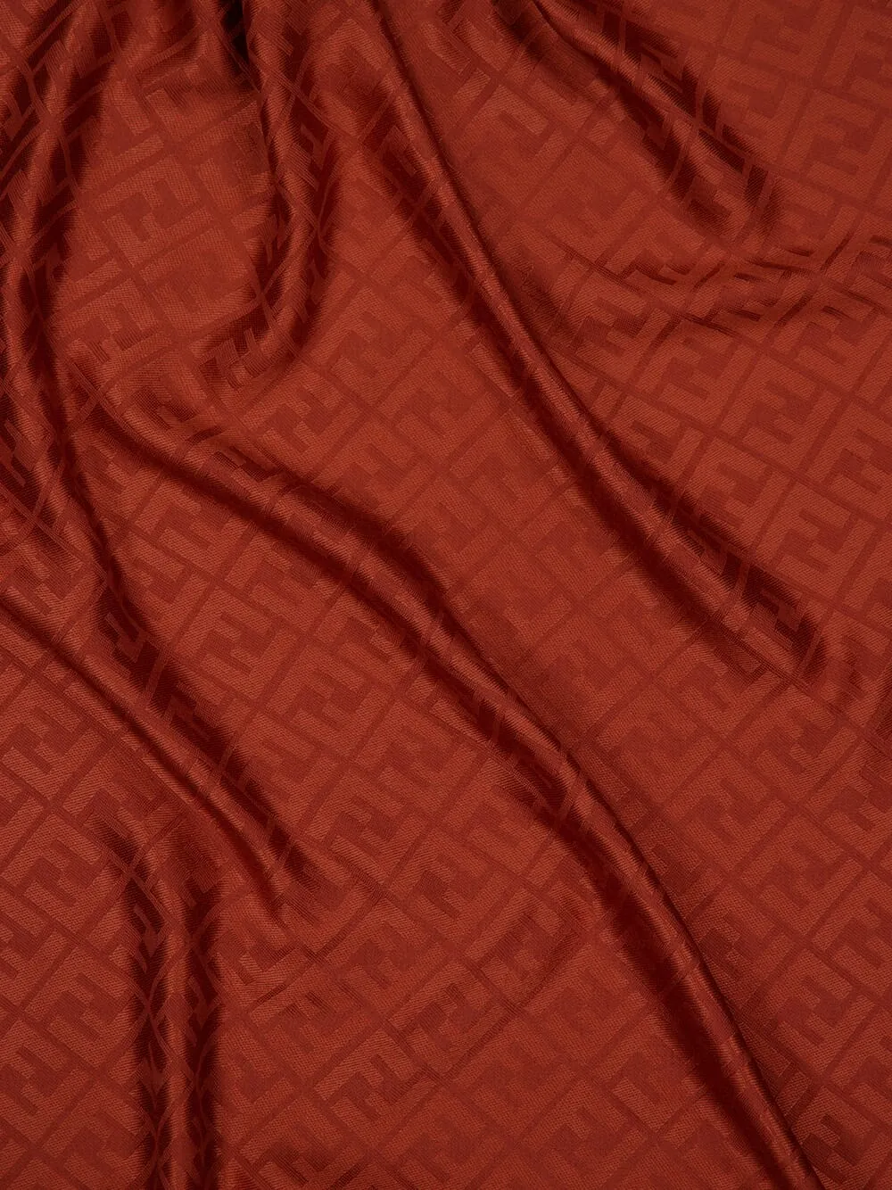 Sienna Brown FF Jacquard Silk and Wool Shawl sold by Fashion Clinic product image thumbnail 2