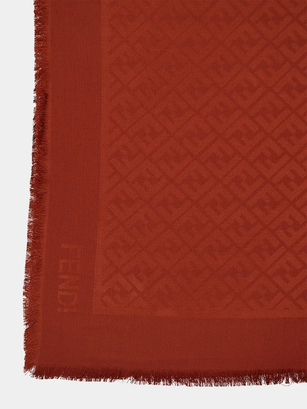 Sienna Brown FF Jacquard Silk and Wool Shawl sold by Fashion Clinic product image thumbnail 3