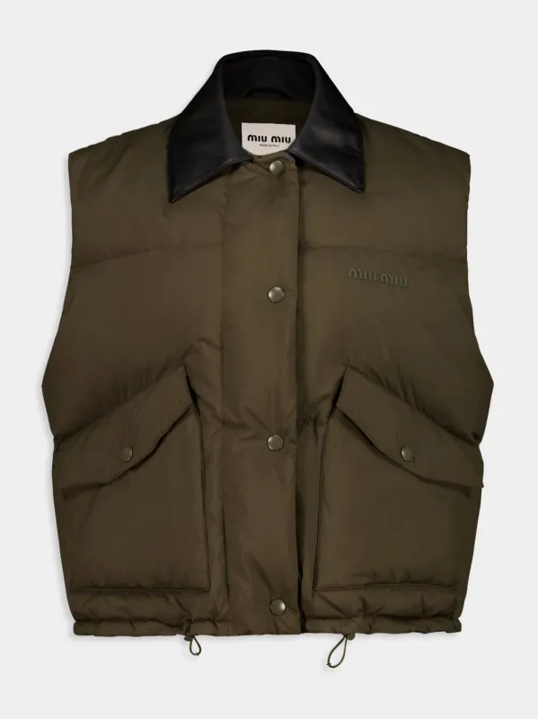 Military Green Recycled Polyester Gilet sold by Fashion Clinic