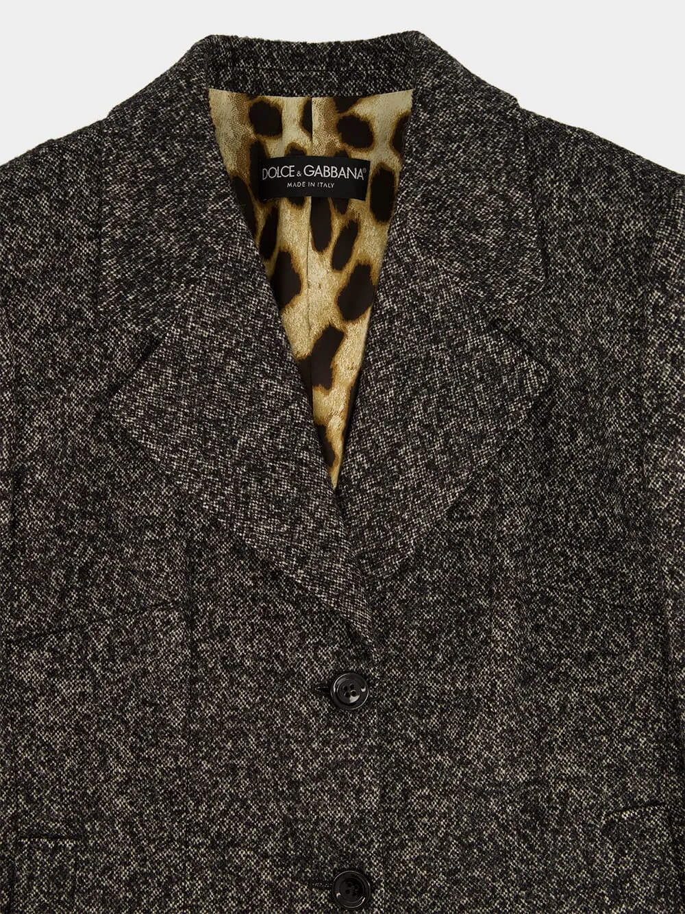 Grey Dotted Wool Single-Breasted Jacket sold by Fashion Clinic product image thumbnail 3
