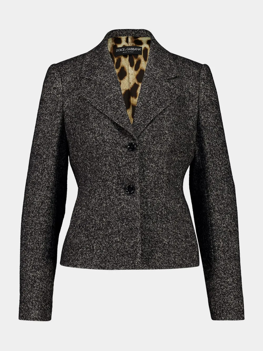 Grey Dotted Wool Single-Breasted Jacket sold by Fashion Clinic