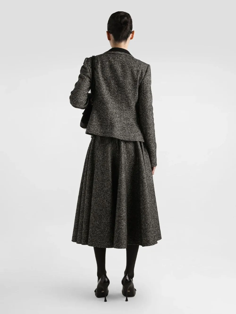 Grey Wool Blend Dotted Circle Skirt sold by Fashion Clinic product image thumbnail 3