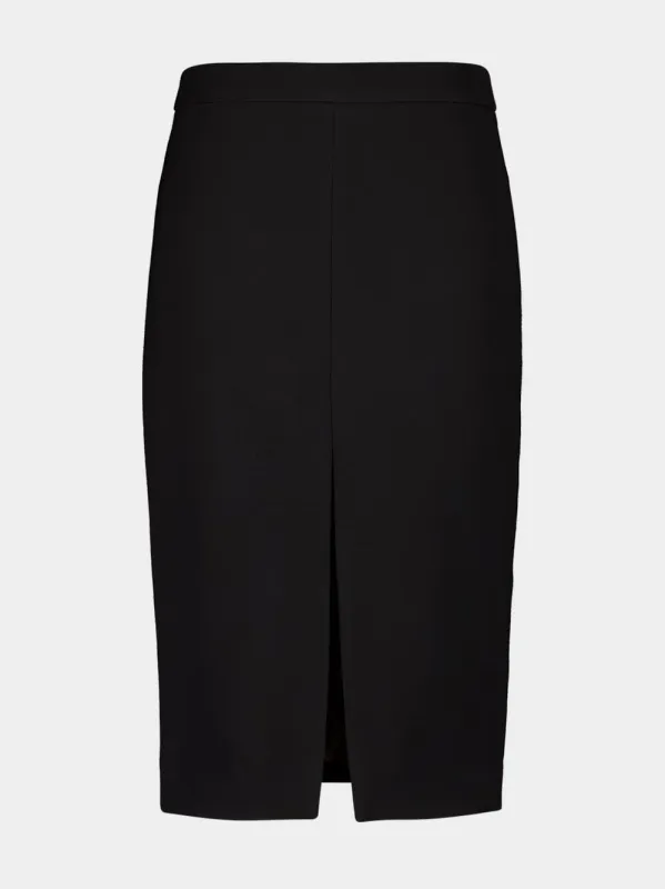 Black Virgin Wool Midi Pencil Skirt sold by Fashion Clinic