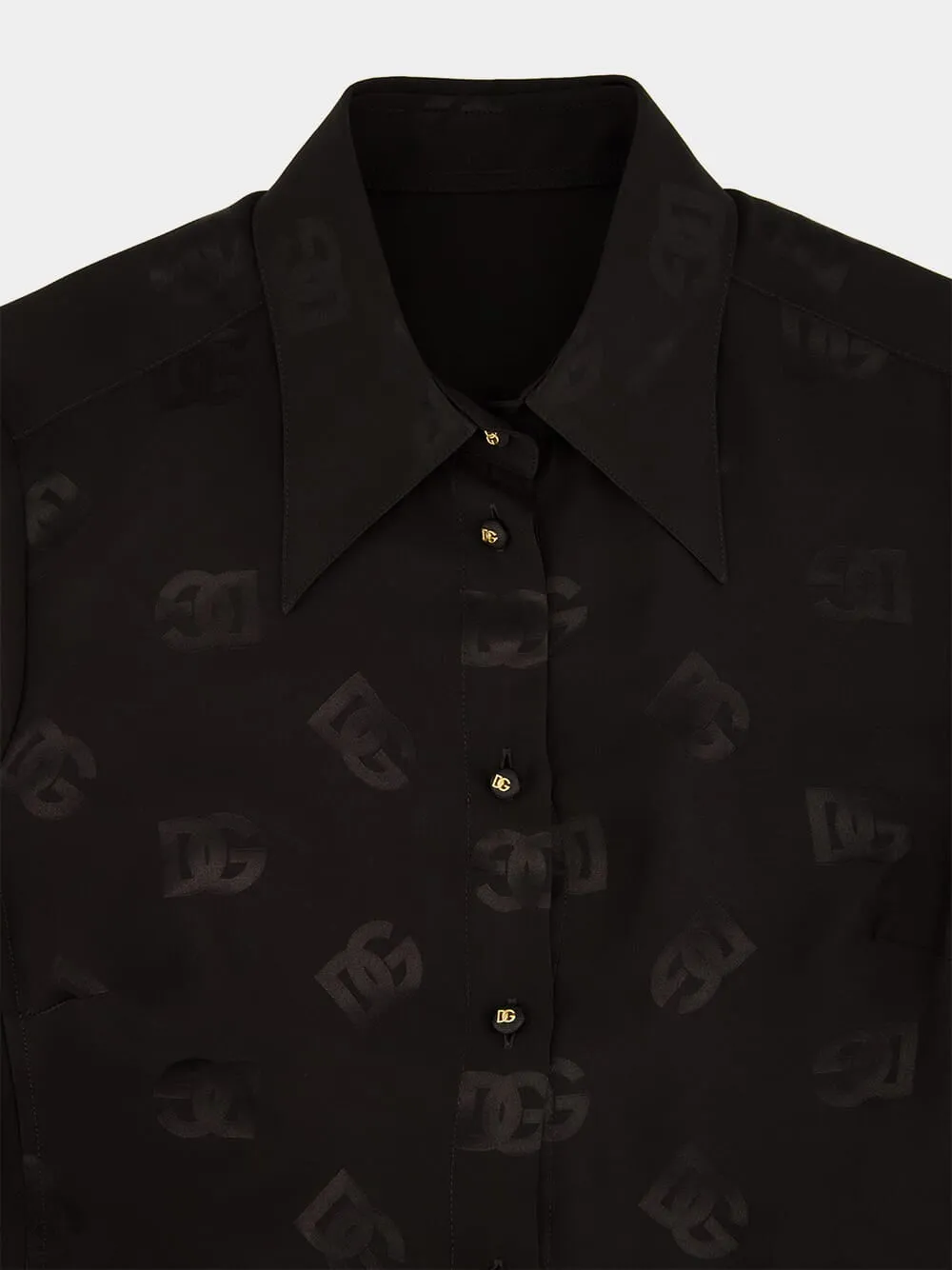 Black Silk Shirt with Logo Pattern sold by Fashion Clinic product image thumbnail 3