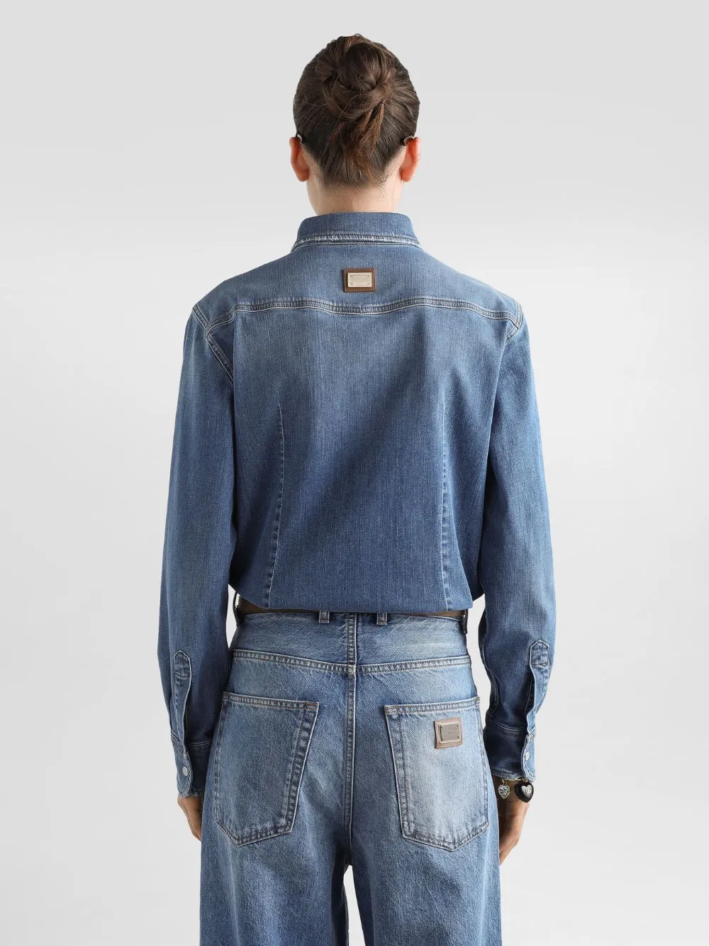Blue Fitted Denim Shirt with Western Stitching sold by Fashion Clinic product image thumbnail 4