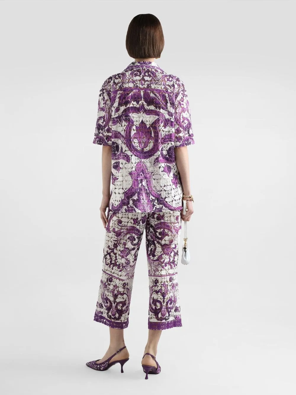 Majolica-Print Crochet Lace Shirt sold by Fashion Clinic product image thumbnail 3