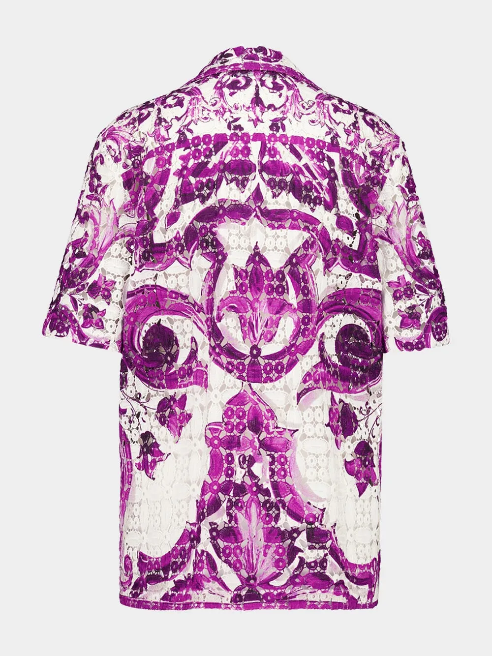 Majolica-Print Crochet Lace Shirt sold by Fashion Clinic product image thumbnail 4