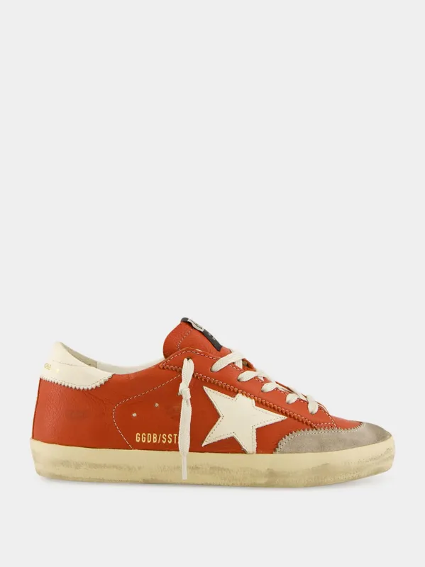 Orange Superstar Sneakers with Suede Heel sold by Fashion Clinic