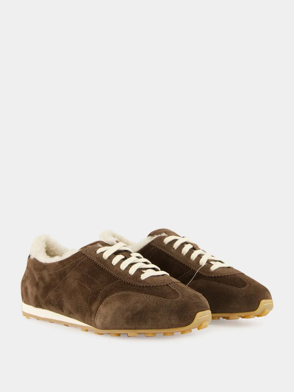 Brown Suede Sneakers with Shearling Lining sold by Fashion Clinic product image thumbnail 3