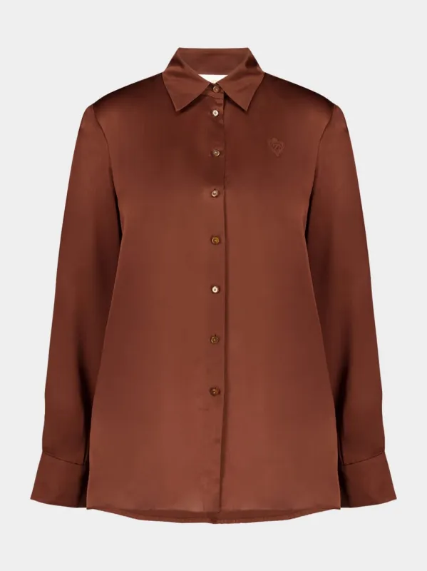 Tan Hypnotic Satin Shirt sold by Fashion Clinic