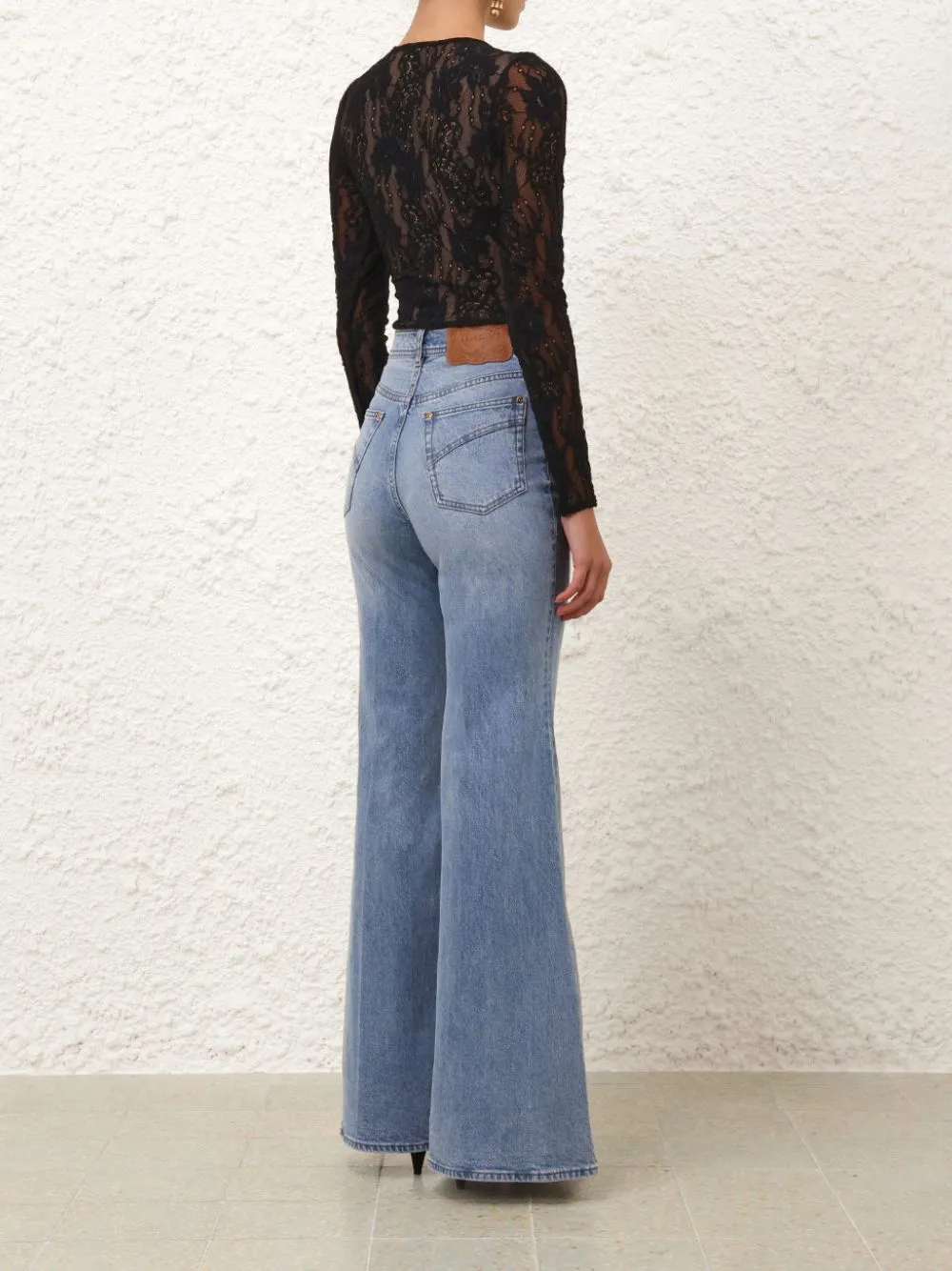 Black Lace Long-Sleeve Bodysuit sold by Fashion Clinic product image thumbnail 4