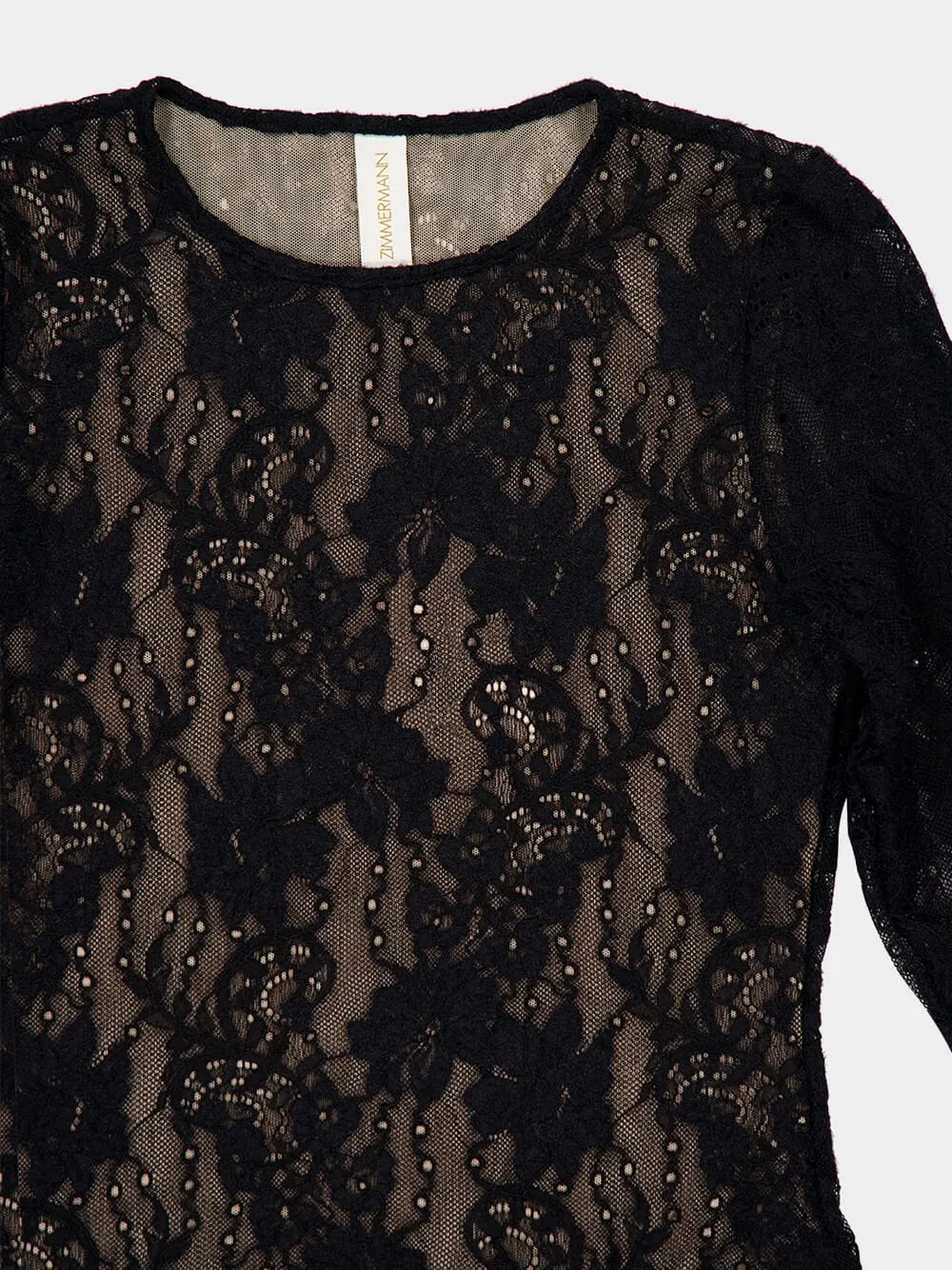 Black Lace Long-Sleeve Bodysuit sold by Fashion Clinic product image thumbnail 5