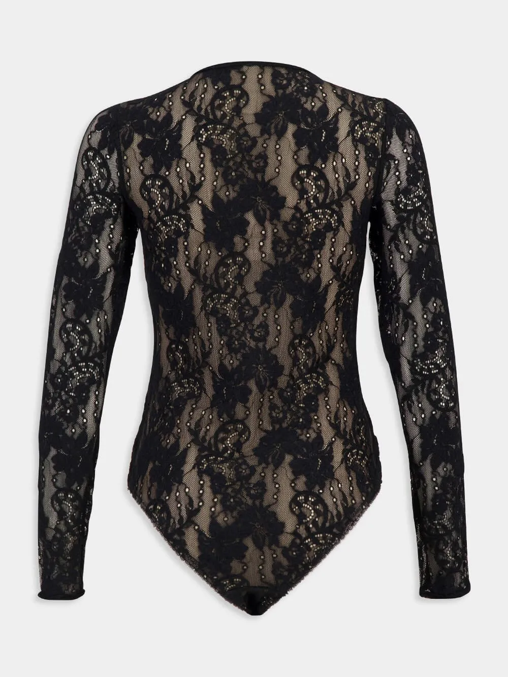 Black Lace Long-Sleeve Bodysuit sold by Fashion Clinic product image thumbnail 3