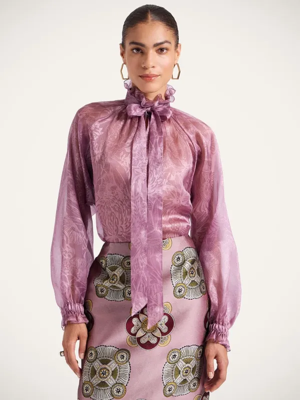 Dusty Pink Silk Organdie Cerere Blouse sold by Fashion Clinic