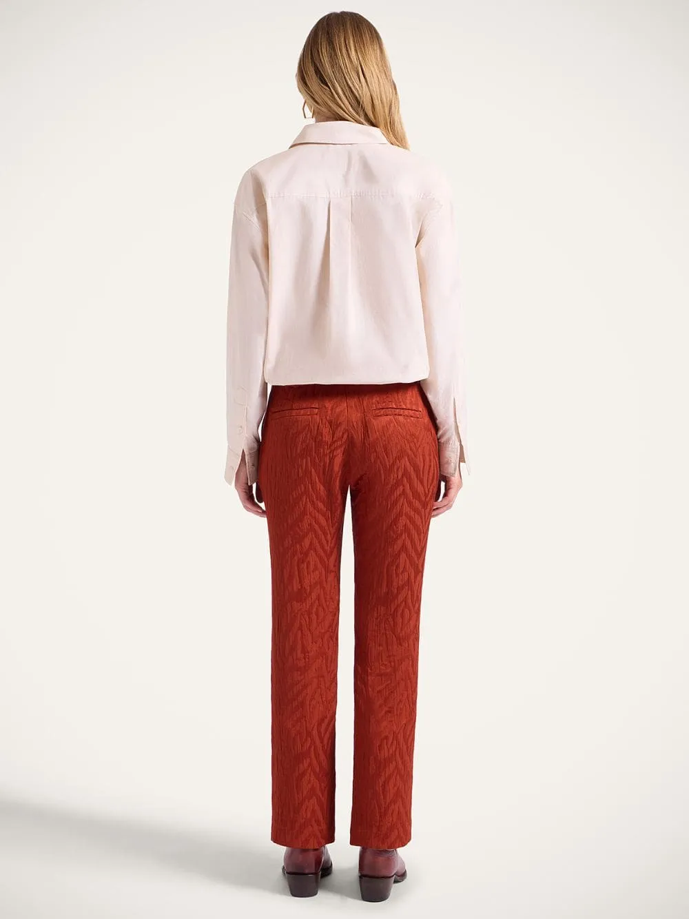 Rust Jacquard Matelassé 24/7 Cigarette Pants sold by Fashion Clinic product image thumbnail 4