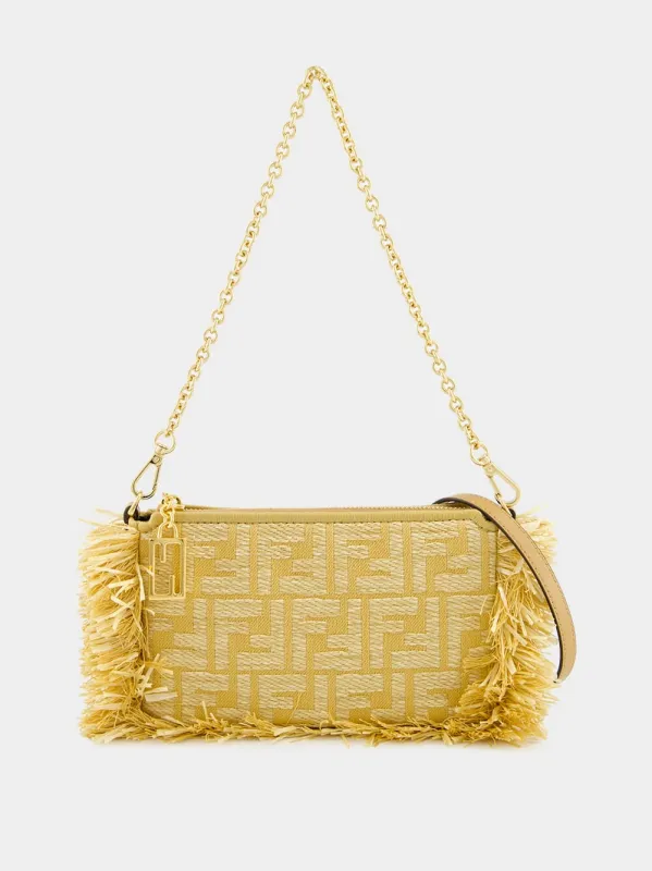 Beige Jacquard Baguette Pouch sold by Fashion Clinic