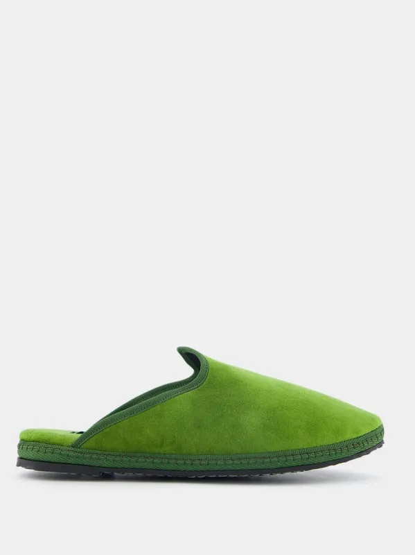 Dandy Cotton Velvet Green Slippers sold by Fashion Clinic