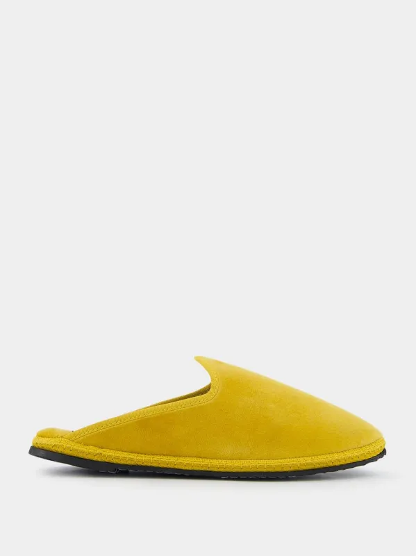 Dandy Cotton Velvet Yellow Slippers sold by Fashion Clinic
