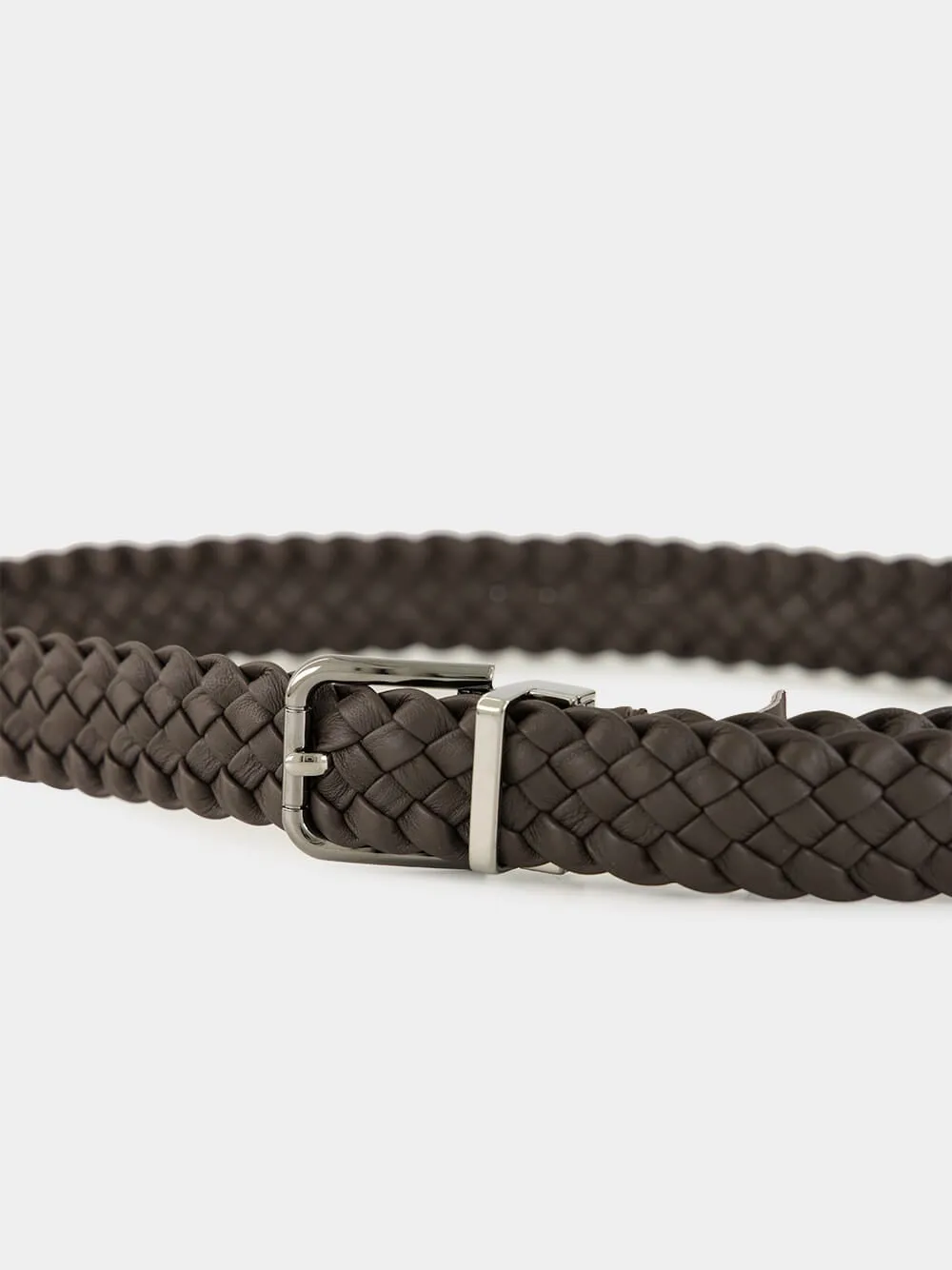 Chocolate Brown Woven Goatskin Belt sold by Fashion Clinic product image thumbnail 3