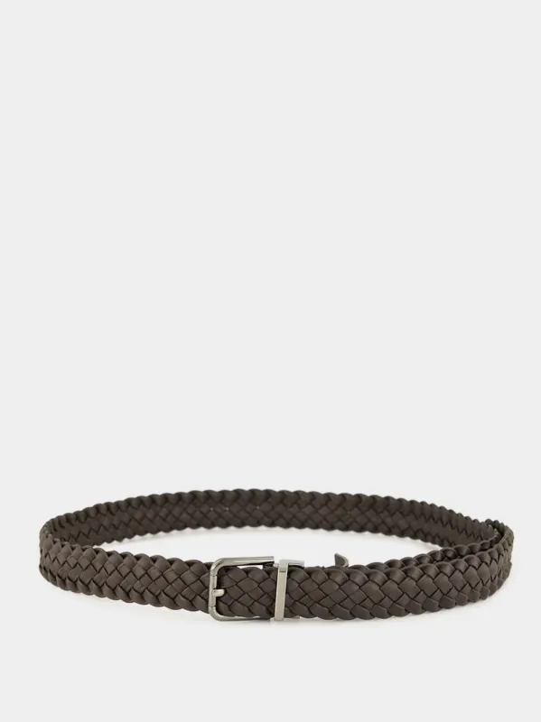 Chocolate Brown Woven Goatskin Belt sold by Fashion Clinic