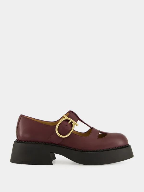 Oxblood Chunky Leather Buckle Loafers sold by Fashion Clinic