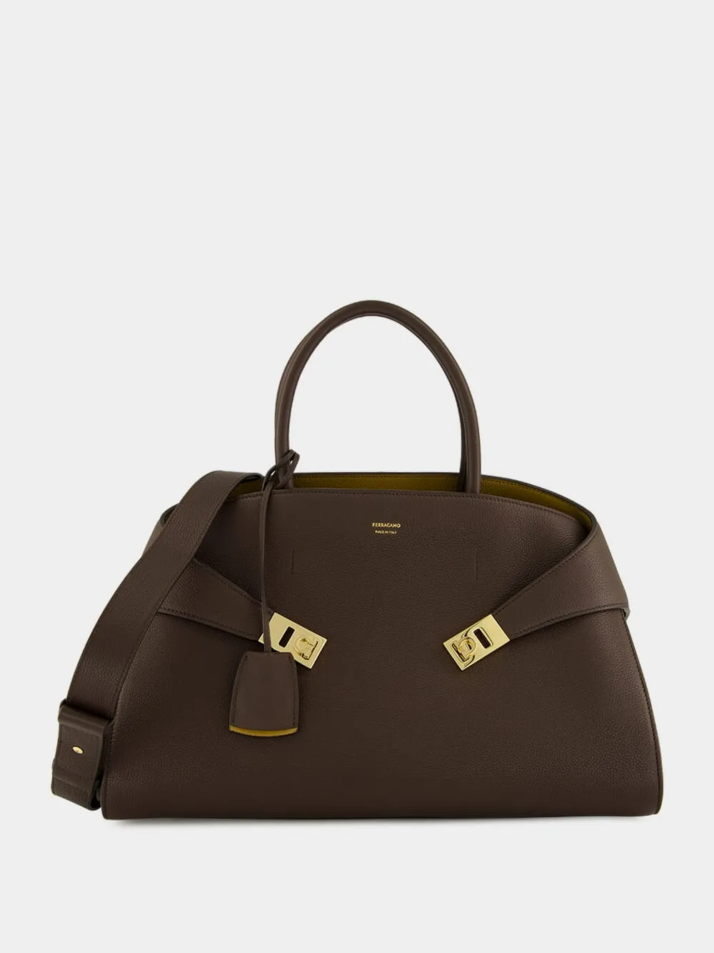 Hug Brown Grainy Leather Medium Handbag sold by Fashion Clinic