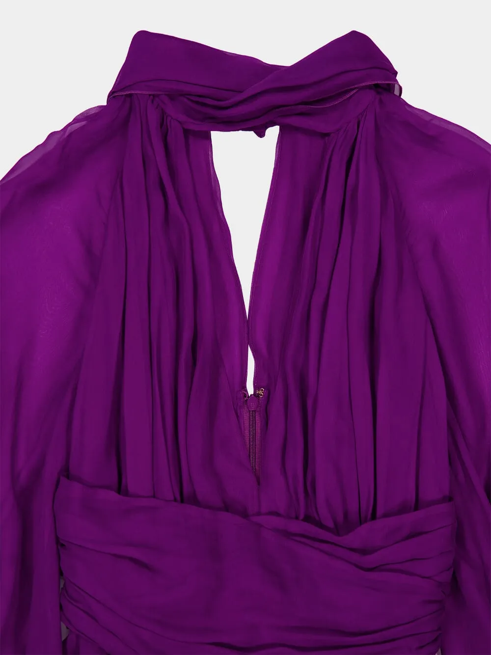 Violet Draped Silk Chiffon Mini Dress sold by Fashion Clinic product image thumbnail 3