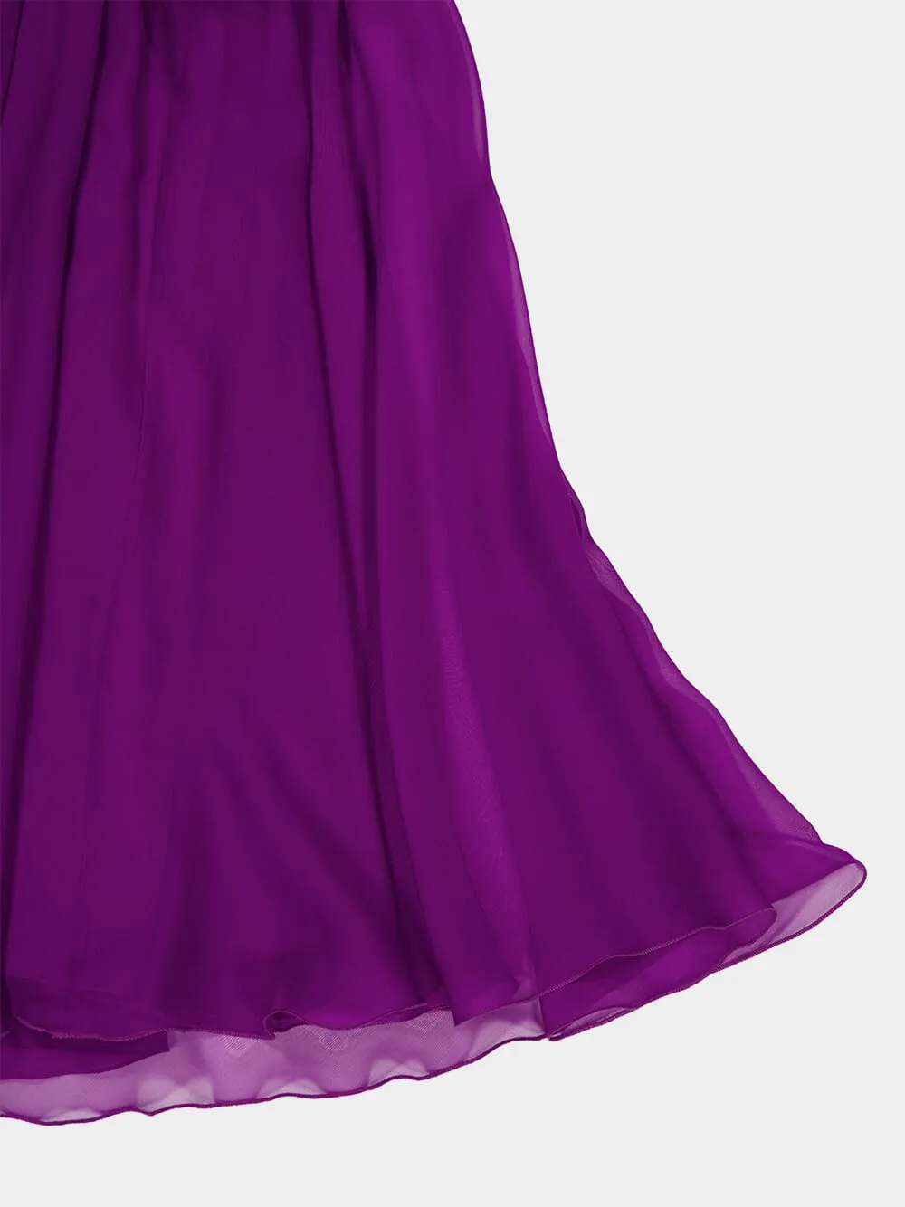 Violet Draped Silk Chiffon Mini Dress sold by Fashion Clinic product image thumbnail 4