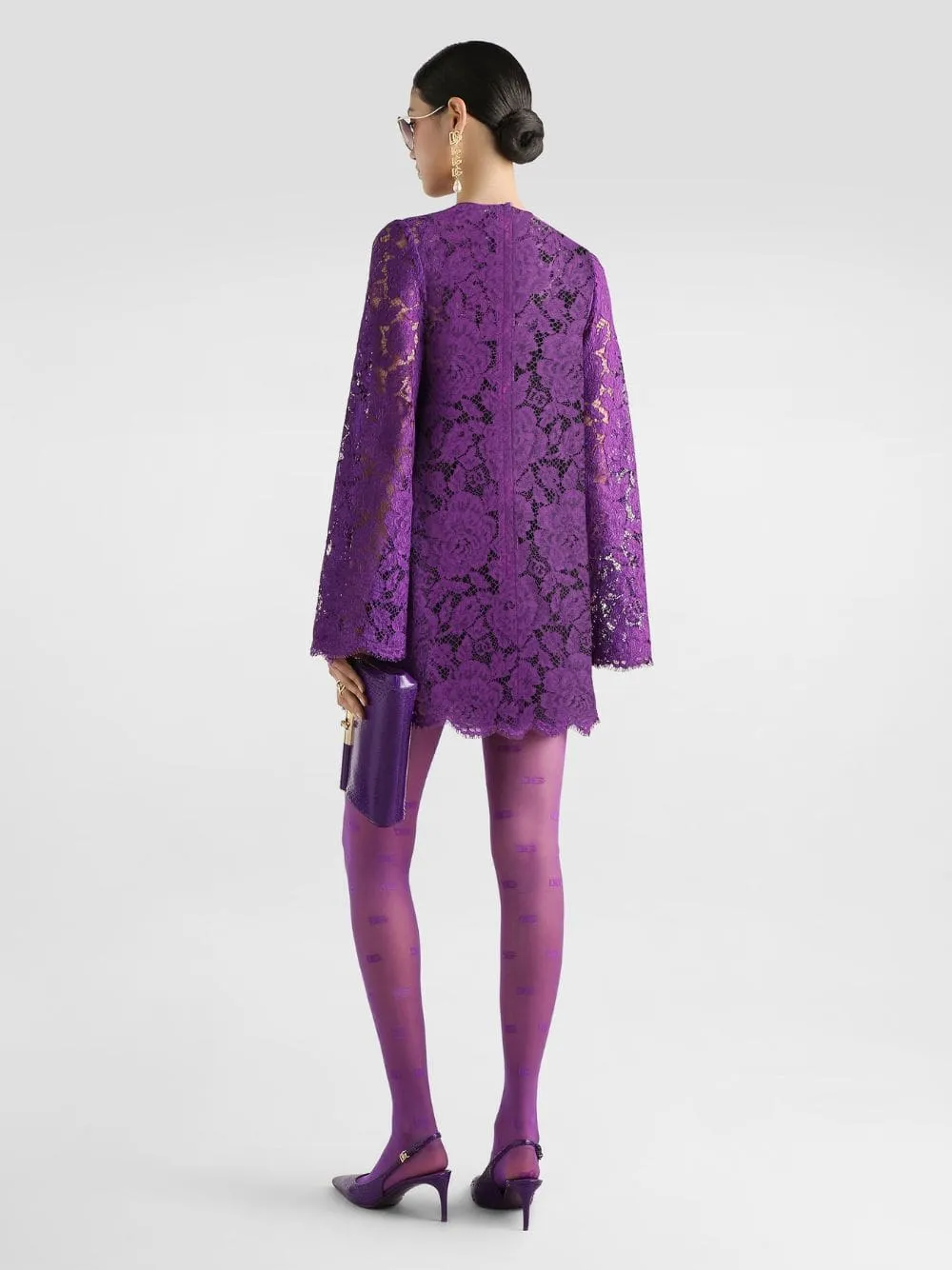 Violet Cordonetto Lace Short Dress sold by Fashion Clinic product image thumbnail 3