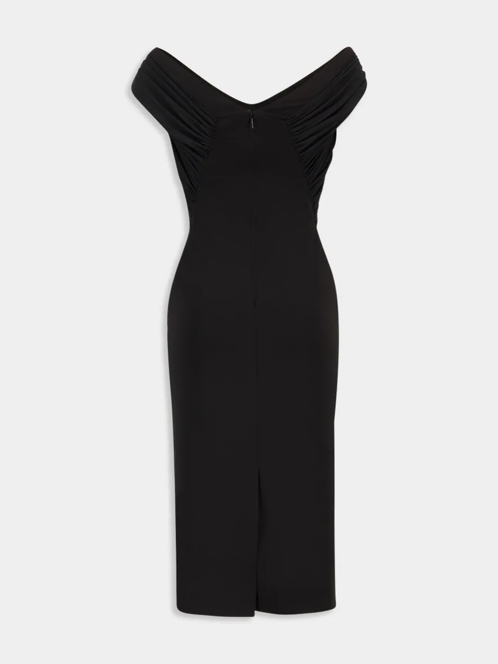 Black Crêpe Organza Bodycon Dress sold by Fashion Clinic product image thumbnail 3